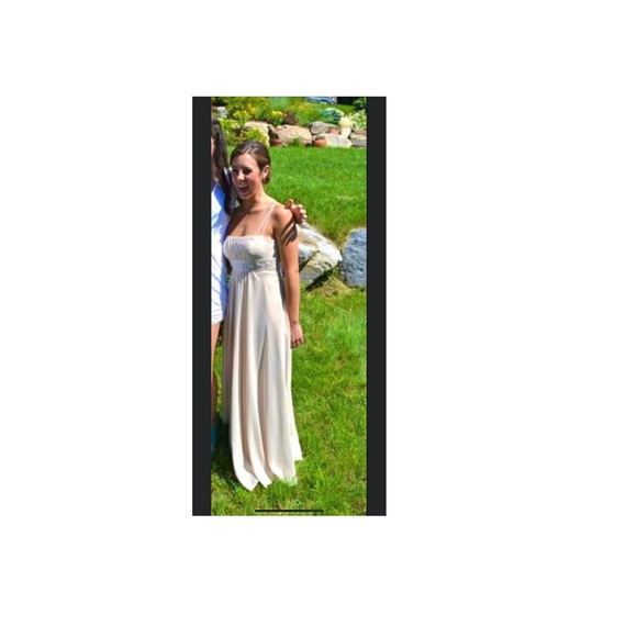 Long Spaghetti Strap Chiffon Dress w Beaded Empire - Picture 11 of 12